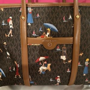 Michael Kors Beck Medium Convertible Tote Brown Multi (Beach)